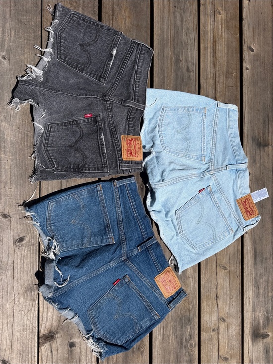 Levi's Pants - Levi's Trio of Cutoff Denim Shorts in Black, Light Blue & Mid Blue